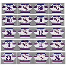 q888 2010 2014 2016 Vintage Team USA Jerseys 25 CHARLIE McAVOY 12 ALEX DeBRINCAT 9 JACK EICHEL 11 CASEY MITTELSTADT 23 DUSTIN BROWN Custom Hockey