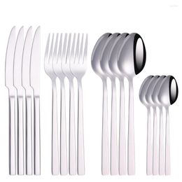 Dinnerware Sets 16 Pieces Cutlery Set Stainless Knife Fork Spoon Flatware Tableware Gold Dishwasher Kitchenware