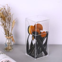 Storage Boxes Clear Acrylic Makeup Brush Holder Dust-proof Cosmetic Brushes Organizer Box Case With Lid For Tools