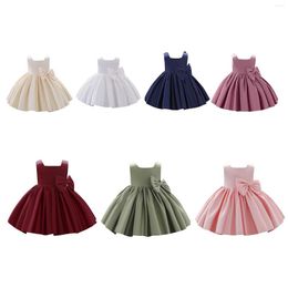 Girl Dresses FOCUSNORM 7 Colours Summer Princess Kids Girls Party Dress Outfits 3-8Y Solid Sleeveless Strap Big Bowknot A-Line