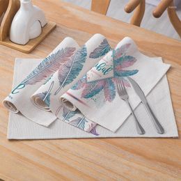 Table Mats Cotton And Linen Cartoon Feather Printing Nordic Single-sided Western Food Wholesale