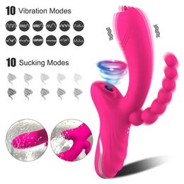 Beauty Items 10 Modes Silicone Dildo Vibrator sexy Toys for Woman G Spot Clitoris Vagina Anal Vacuum Tongue Licking Stimulator Adult 18