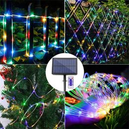 Strings 10M/20M/30M Solar Powered Rope Strip Lights Waterproof Tube Garland Fairy Light For Outdoor Indoor Garden Christmas