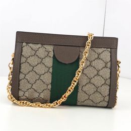 Chian Crossbody Bag Women Handbag Purse Shoulder Bags Classic Letter Print Patchwork Colour Red Green Fabric Hasp Real Leather Lady281y