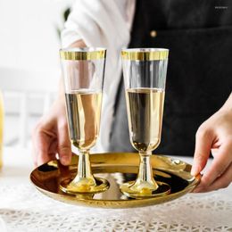 Wine Glasses 6Pcs/Set Unique Goblet Disposable Pokal Decorative Shockproof Food-grade Golden Rim Glass