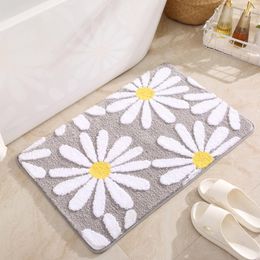 Carpets Cute Flower Tufted Carpet Door Mat Soft Thick Fluffy Tuftted Bathroom Absorbent Rug Toilet Kitchen Entrance Floor Foot Pad