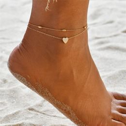 Anklets WeSparking For Women Foot Chain Jewellery Gold/Silver Plated Heart Charm 2023 Trend Fashion