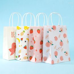 Gift Wrap Portable Box Paper Handy Bag Clothing Colorful Cartoon Fruit Handbag Packaging For Candy Cake Birthday Party Supplies