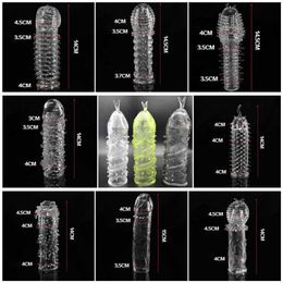 Extensions Sex toys sex men's lengthened penis transparent crystal set wolf tooth couple's 12SE