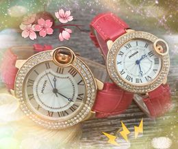 Popular Men Women Round Roman Dress Watches 38mm 33mm Diamonds Ring Genuine Leather Strap Lady Quartz Movement Tank Series limited edition gift Wristwatches