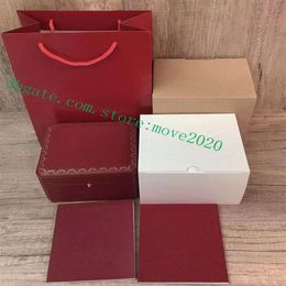 move2020 Whole 202122 Lux ury Watch boxes Square Red box For Watches Booklet Card Tags And Papers In English 058244i