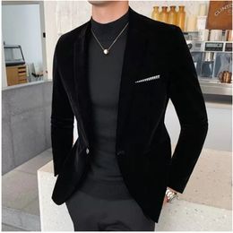 Autumn Golden Velvet Small Suit Style Moda masculina Casual Casual Casaco Ocidental Juventude Juventude Mulher Top Casual S-5xl