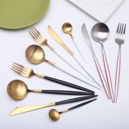 Flatware Sets 4 Pcs/Set Rose Gold Dinnerware Set 304 Stainless Steel Western Cutlery Kitchen Tableware Sliver Dinner