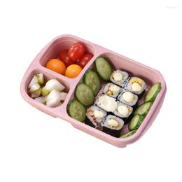 Dinnerware Sets Colorful Wheat Straw Lunch Box Student Bento Boxes Picnic Portable Compartment Container Children Tray Tableware