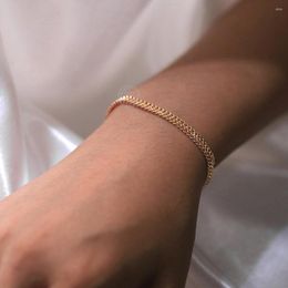 Link Bracelets 4.5mm Wide Foxtail Chain For Women Men 585 Rose Gold Colour Weaving Curb On Hand 8inch 20cm Wrist Jewellery