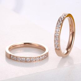 Wedding Rings High Quality Rose Gold Colours Zirconia For Woman Man Stainless Steel Valentine Gift Not Fade Jewellery