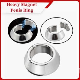Beauty Items Heavy Magnet Penis Rings Stainless Steel Scrotum Pendant Ball Stretcher Testis Weight Front-end Cock Ring sexy Toys For Men