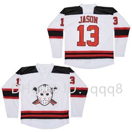 qqq8 Friday the 13th Jason Voorhees Faux White Hockey Jersey size M-XXXL