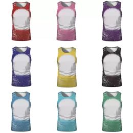 Sublimation Bleached Sleeveless Shirts Heat Transfer party favor Bleach Shirt Bleached Polyester T-Shirts US Men Women Wholesale