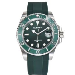 NEW Kuerst Men watches Luminous Water proof Automatic movement Sapphire glass Sports rubber strap Green face Wristwatches247d