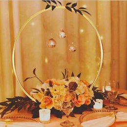 Elegante anello ghirlanda in metallo fai da te acchiappasogni floreale cerchio appeso a parete mestiere per centrotavola decorazione di nozze