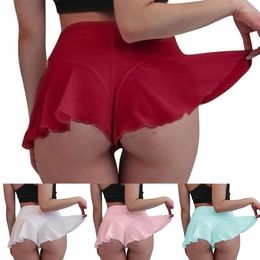 Women's Shorts Women Sexy Female High Waist Pole Dance Ruffled Mini Tight Bikini Solid Colour Short