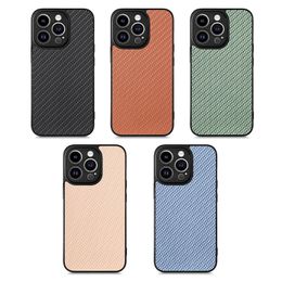 Carbon Fibre Leather Soft TPU Hybrid Cases For Iphone 15 14 Plus 13 Pro MAX 12 11 XR XS X 8 7 6 Business Men Luxury Shockproof Back Cover Mobile Smart Cell Phone Back Skin