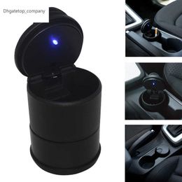 New 1Pcs LED Portable Car Ashtray Holder Cup Black Container Cigar Ash Tray Automatic Mini simpleTrash with light