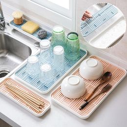 Kitchen Storage Double-Layer Water Cup Drain Tray Sink Organizer Fruit Household Tableware Rack Accessories