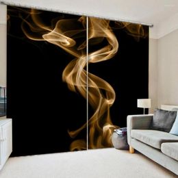 Curtain Customised Size Luxury Blackout 3D Window Curtains For Living Room Black Art Lines