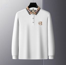 Mens Long Sleeve Polo Shirt - Embroidered Cotton Lapel Top for Business Casual Wear Autumn-Winter Fashion Sizes M-4XL