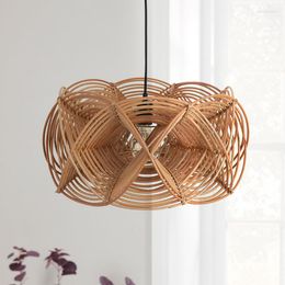 Pendant Lamps Southeast Asia Individual Decorative Lights Rattan Weaving E27 Led Hanging Lamp Zen Art Living Room Bedroom Restaurant