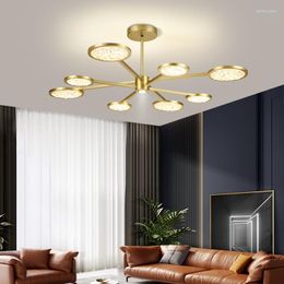 Chandelier Crystal Modern Style Led For Living Room Dining Kitchen Ceiling Bedroom Pendant Lamp Gold Design Remote Control Light