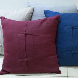 Pillow Case Chinese Oriental Pillowcase Natural Linen Cushion Cover For Sofa Throw 50 X 50cm Cross With Knot TJ8203