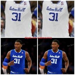 CUSTOM NCAA College Seton Hall Pirates Basketball Jersey 15 Taurean Thompson 21 Ike Obiagu 22 Myles Cale 23 Sandro Mamukelashvili Custom Sti