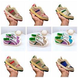 Kids Designer Shoes Luxury Soft Soled Infant Shoe For Boys Girls Spring Autumn Old Leather Lace Up Breathable Casual Trainers Baby Shoes Toddlers Kid Sneakers 24-35 55