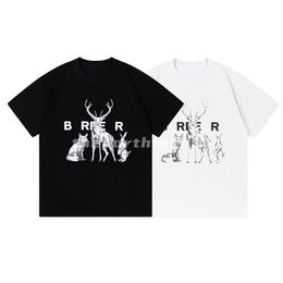 Luxury Fashion Brand Mens T Shirt Animal Storey Letter Print Round Neck Short Sleeve Summer Loose T-Shirt Top Black White