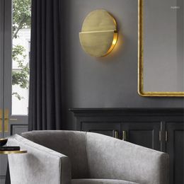 Wall Lamps Modern Round Metal Lamp Bedroom Bedside Living Room TV Background LED Sconce Balcony Study Aisle Indoor Lighting Fixtures