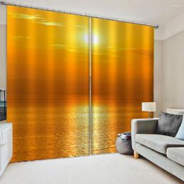 Curtain Customised 3d Curtains Simple And Fresh Gold Sunset Bedroom Living Room Windproof Thickening Blackout Fabric