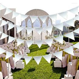 Party Decoration 10M 36 Flags White Pennant Non Woven Fabric Bunting Wedding Banner Home Bridal Shower Garland