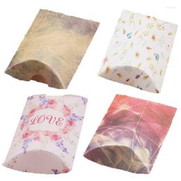 Gift Wrap 10Pcs Kraft Paper Box Pillow Shape Candy Boxes Wedding Party Baby Shower Favor Packaging Bags Christmas Supplies