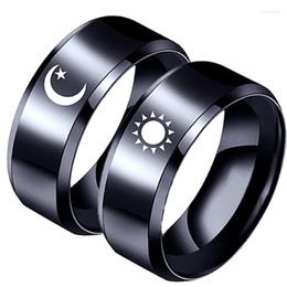 Wedding Rings 2023Foreign Trade Stainless Steel Couple Sun Moon Men And Women Ring Classic Black Jewelry Gift Free Pattern