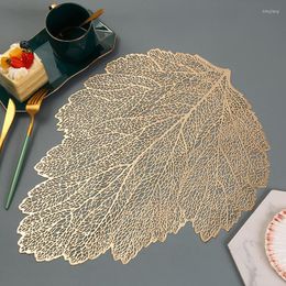 Table Mats Hollow Leaf Round Gold/Silver PVC Cup Mat Bowl Pad Insulation Anti-Skid Cover Coasters Decoration 1PC