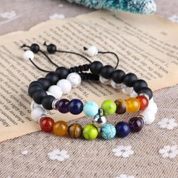 Charm Bracelets 2pcs Paired Couple Natural Stone Beads Adjustable Rope For Lovers Distance Magnet Bracelet On Hand Women Jewellery