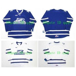 q888 OHL MISSISSAUGA STEELHEADS Jerseys Blue White Custom Any Name Number Stitching Custom Hockey Jerseys