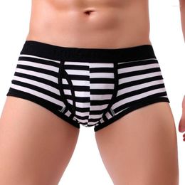 Underpants Men Sexy Striped Underwear Boxer Mesh Boxershorts Male Cueca Gay Penis Man Panties Mens Trunks