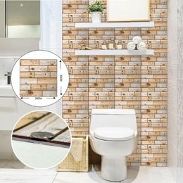 Wall Stickers 3D Imitation Wood Grain Bathroom Kitchen Decor Wallpaper For Living Room TV Background 30x30CM