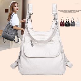 School Bags 2023 Fashion Multifunctional Backpack Ladies High Quality Leather Shoulder Bag Female Designer Large Capacity Messenger