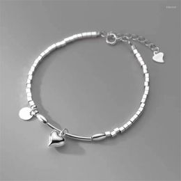 Link Bracelets Summer Cute Heart Chain Charm Bangle For Women Girl Korean Fashion Hand Jewellery Gift Party Pulseras Mujer Sl606