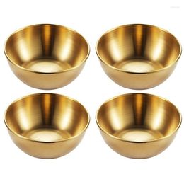 Plates 4pcs 2pcs Stainless Steel Golden Sauce Dishes Appetizer Seasoning Serving Sets Tray Spice Kitchen Tableware